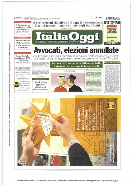 Italia oggi : quotidiano di economia finanza e politica